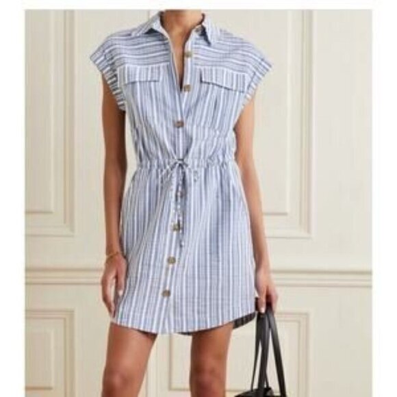 Veronica Beard Cris Dress Button Front Shirt Sleeveless Collar Stripes S NEW - Picture 1 of 10